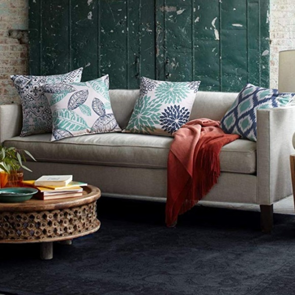 Other - Four Decorative Throw Pillow Cushion Cover, Cyan